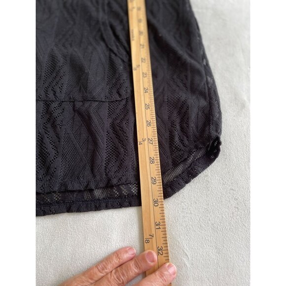 Sheer Hooded Lightweight Knit Tunic Pockets & Geometric Pattern  M Whimsigoth - Picture 5 of 11